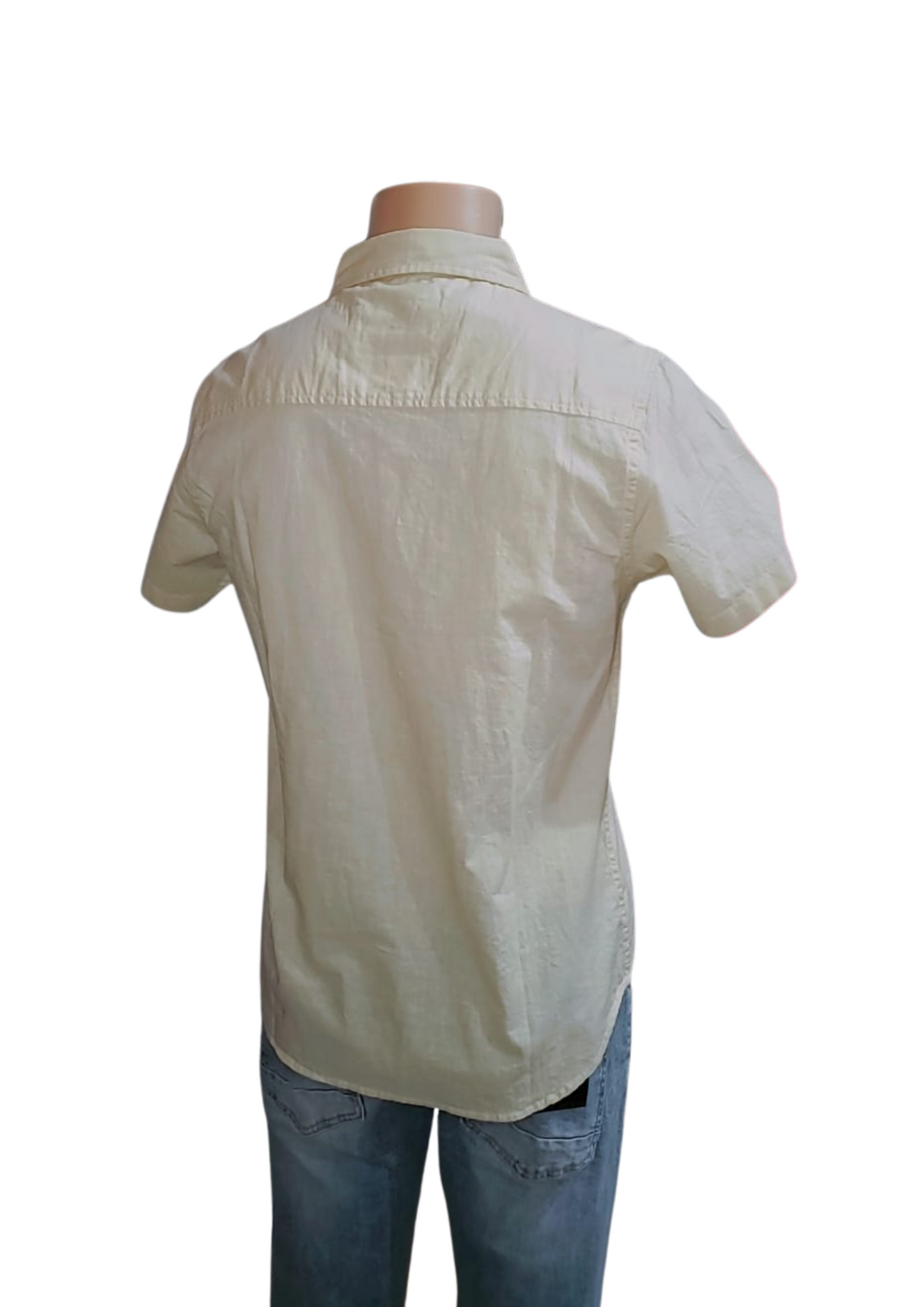 Men's Beige Colorblock Short-Sleeve Shirt