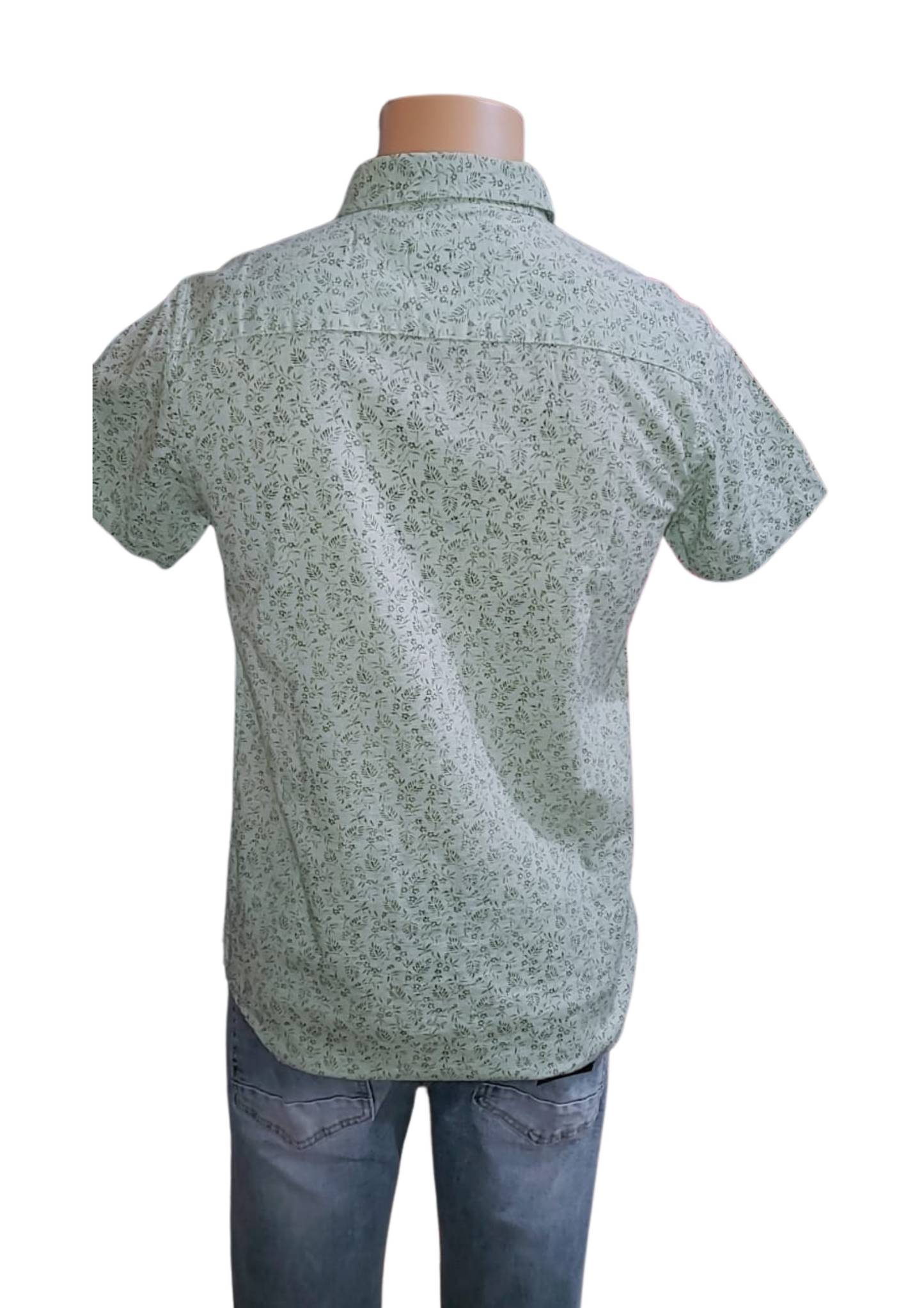 Men's Slim-Fit Short Sleeve Floral Print Button-Up Shirt