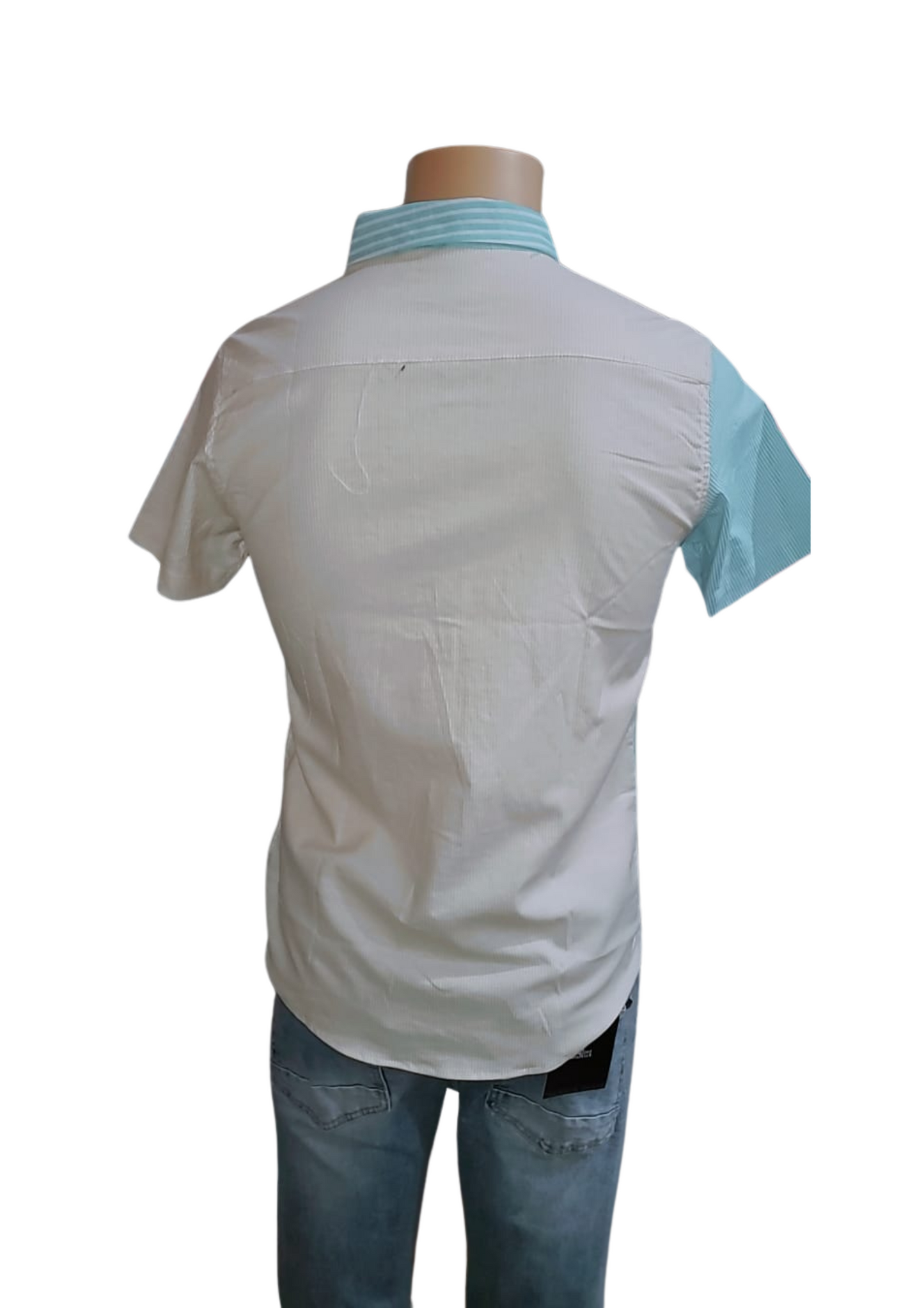 Men's Color-Block Short Sleeve Button-Up Shirt