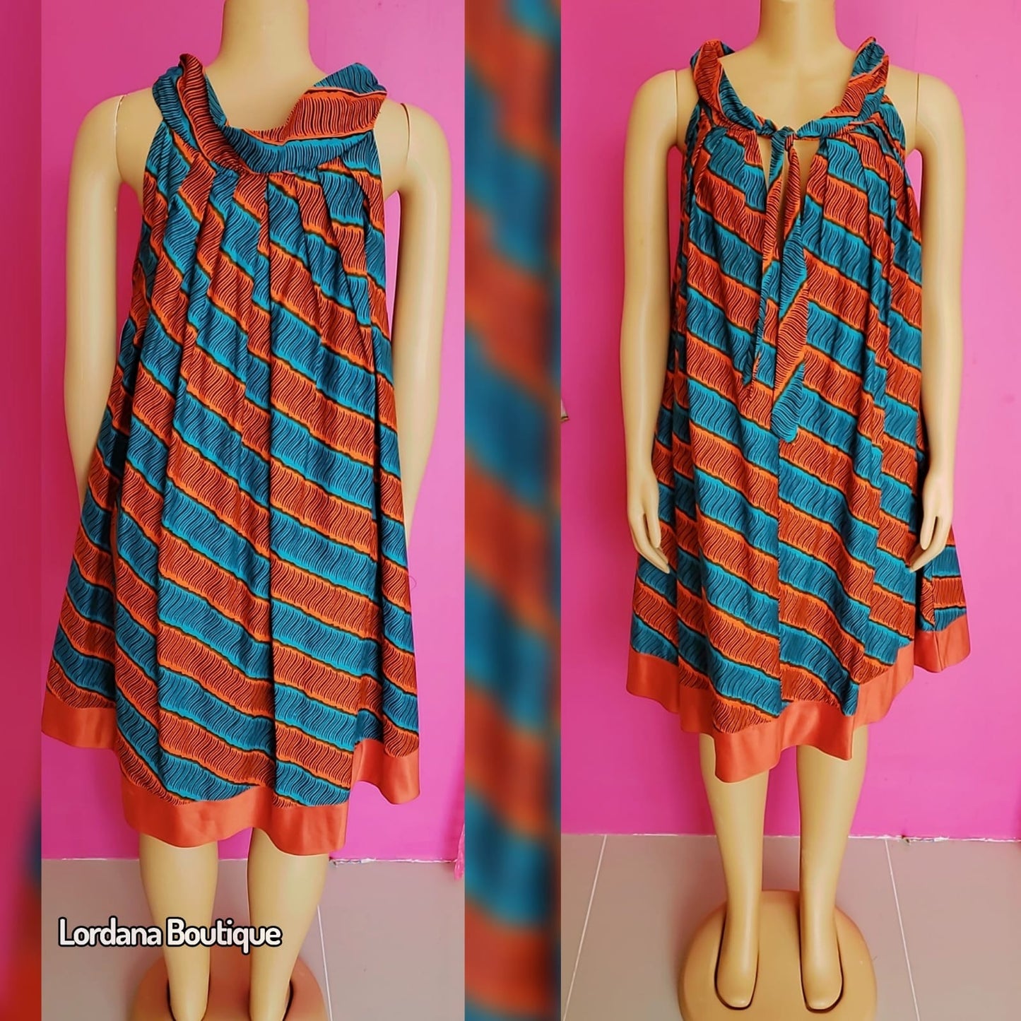 Vibrant Striped Sleeveless Swing Dress