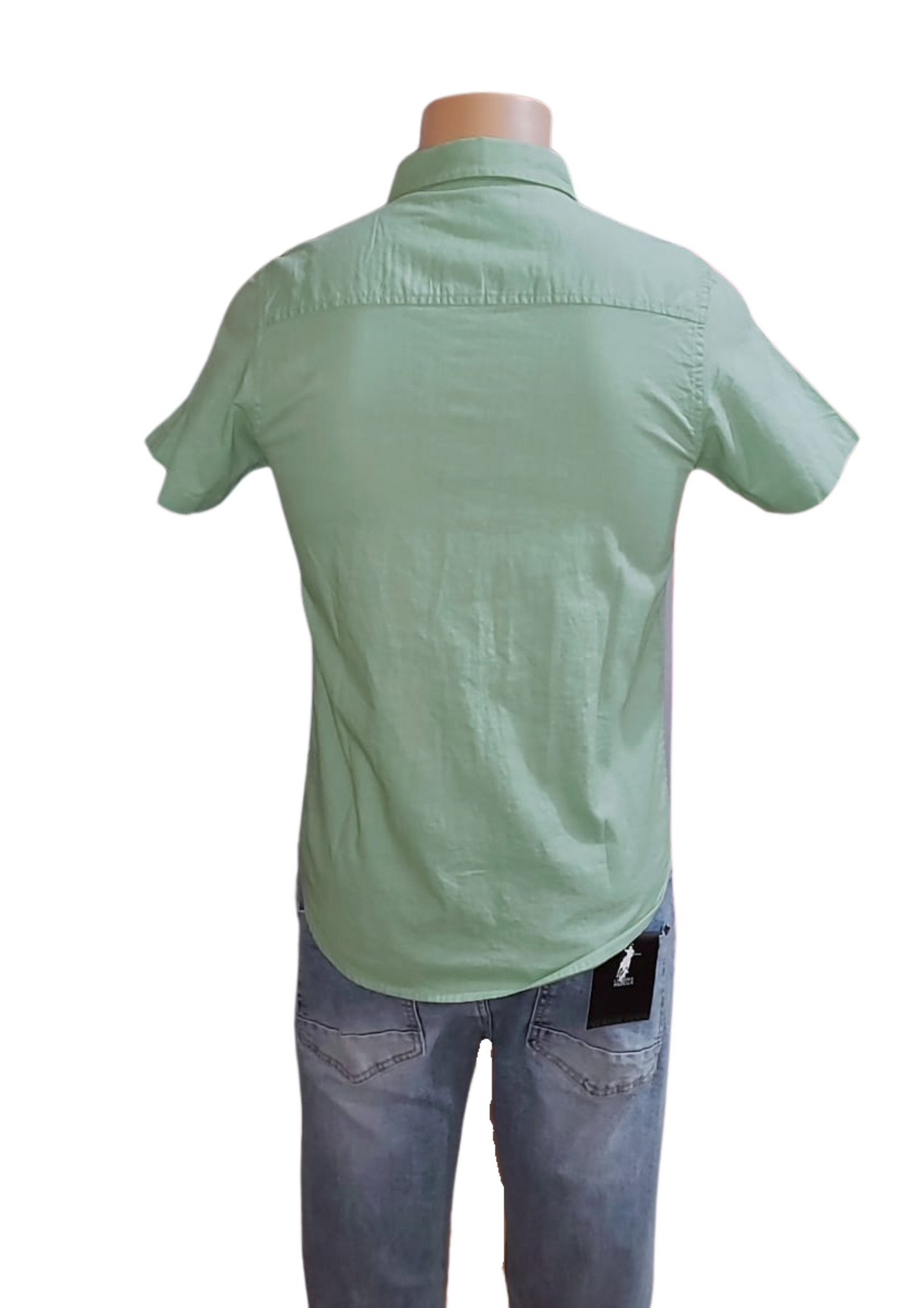 Men's Mint Green Colorblock Short-Sleeve Shirt