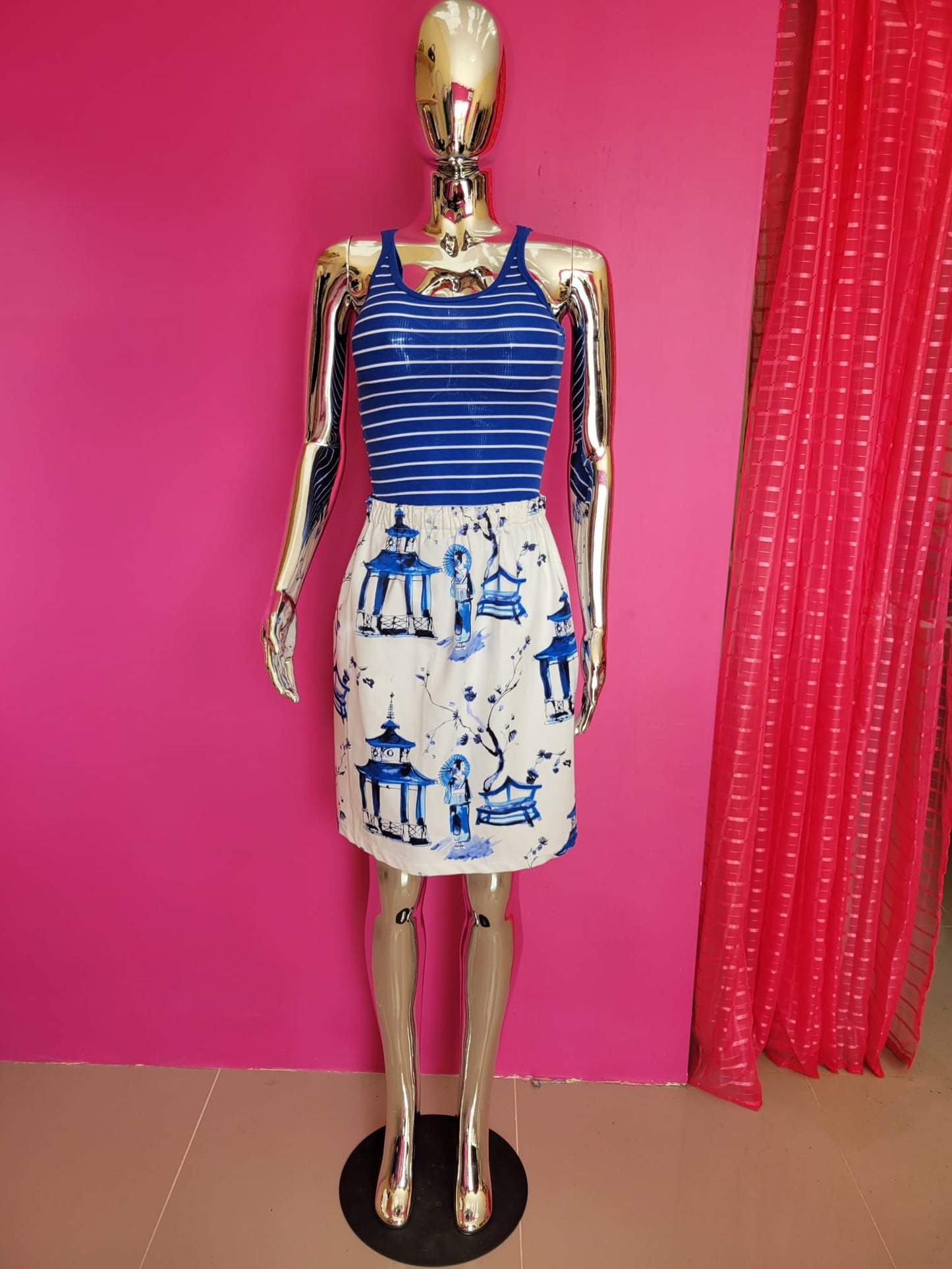 Stylish Blue Printed Skirt
