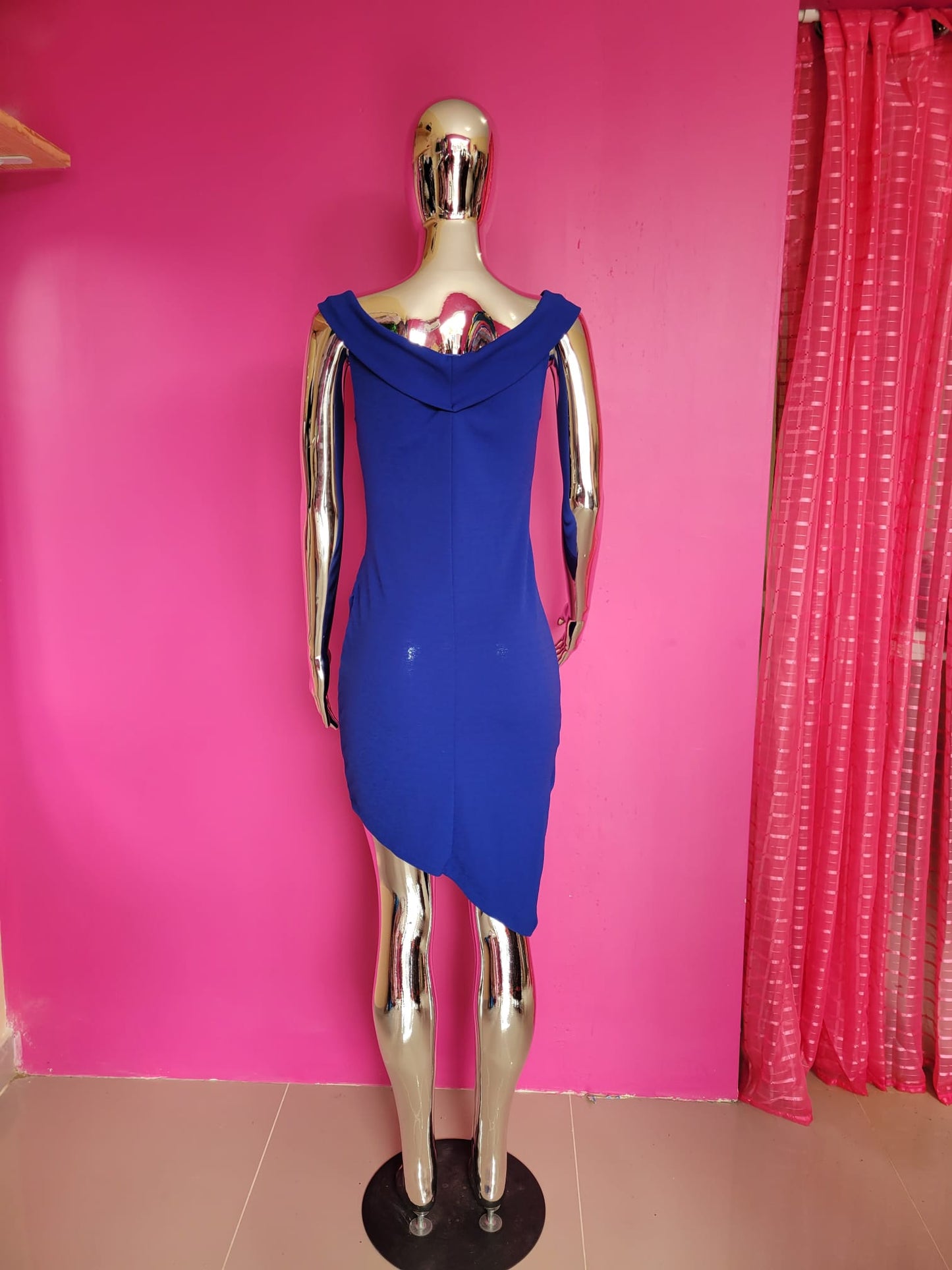 Elegant Royal Blue Off-Shoulder Bodycon Dress