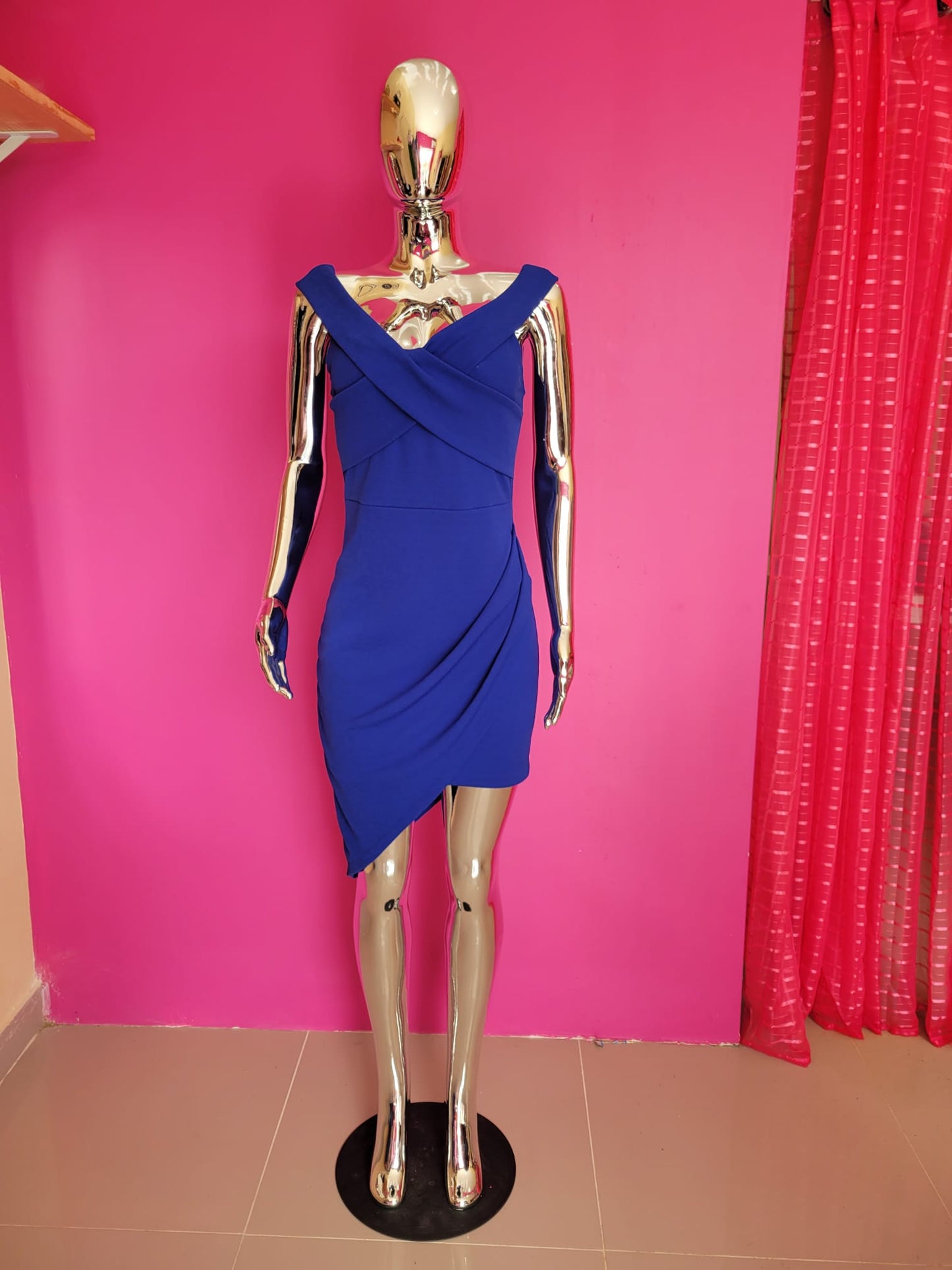 Elegant Royal Blue Off-Shoulder Bodycon Dress