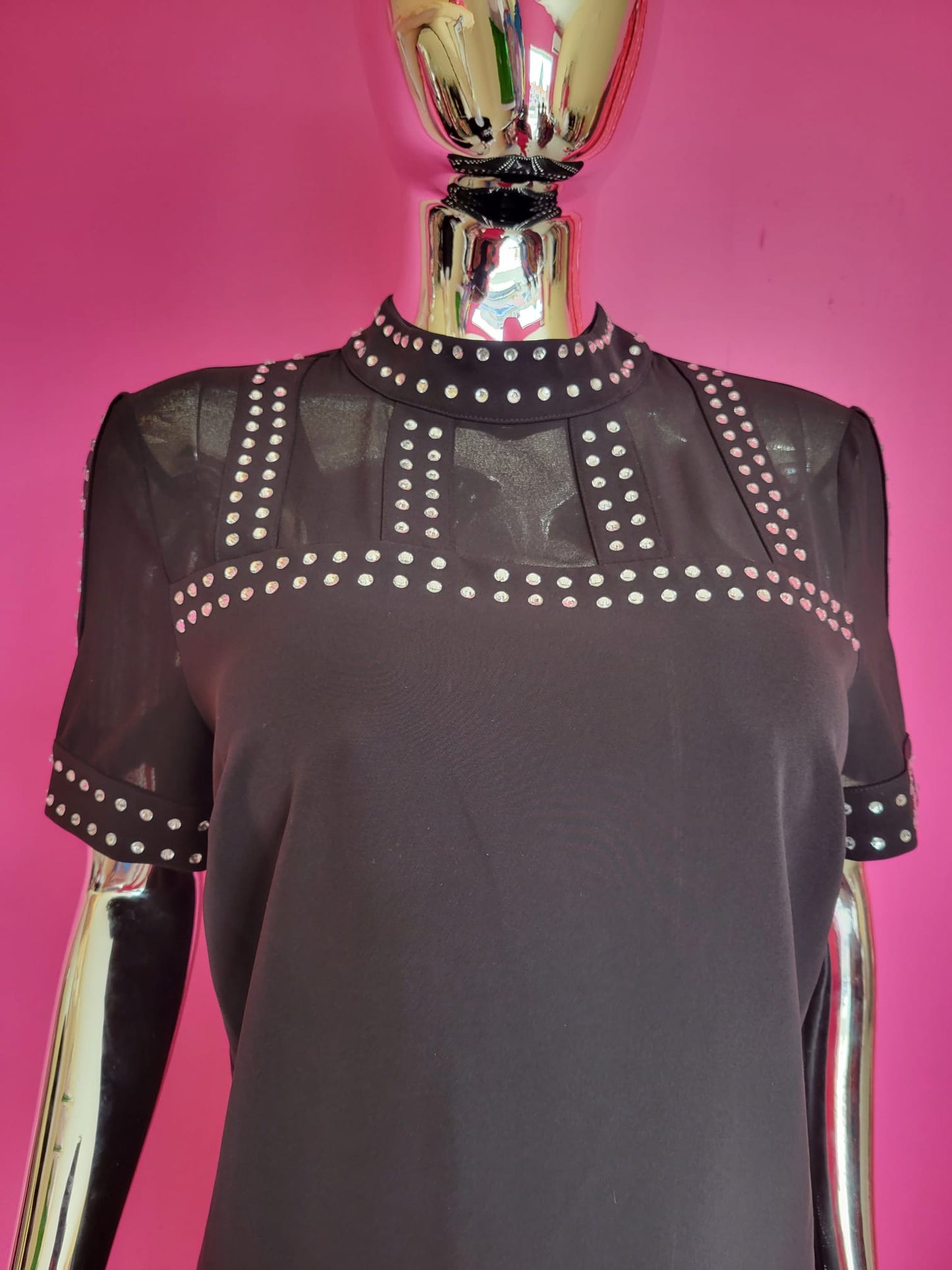 Elegant Black Sheath Dress with Studded Details