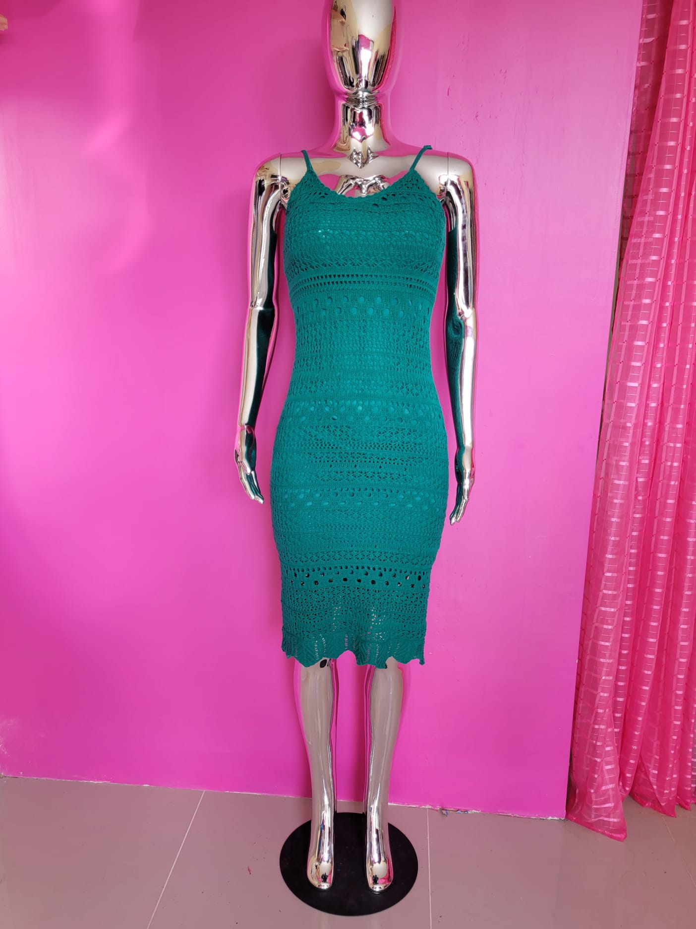 Crocheted Emerald Green Tank Dress