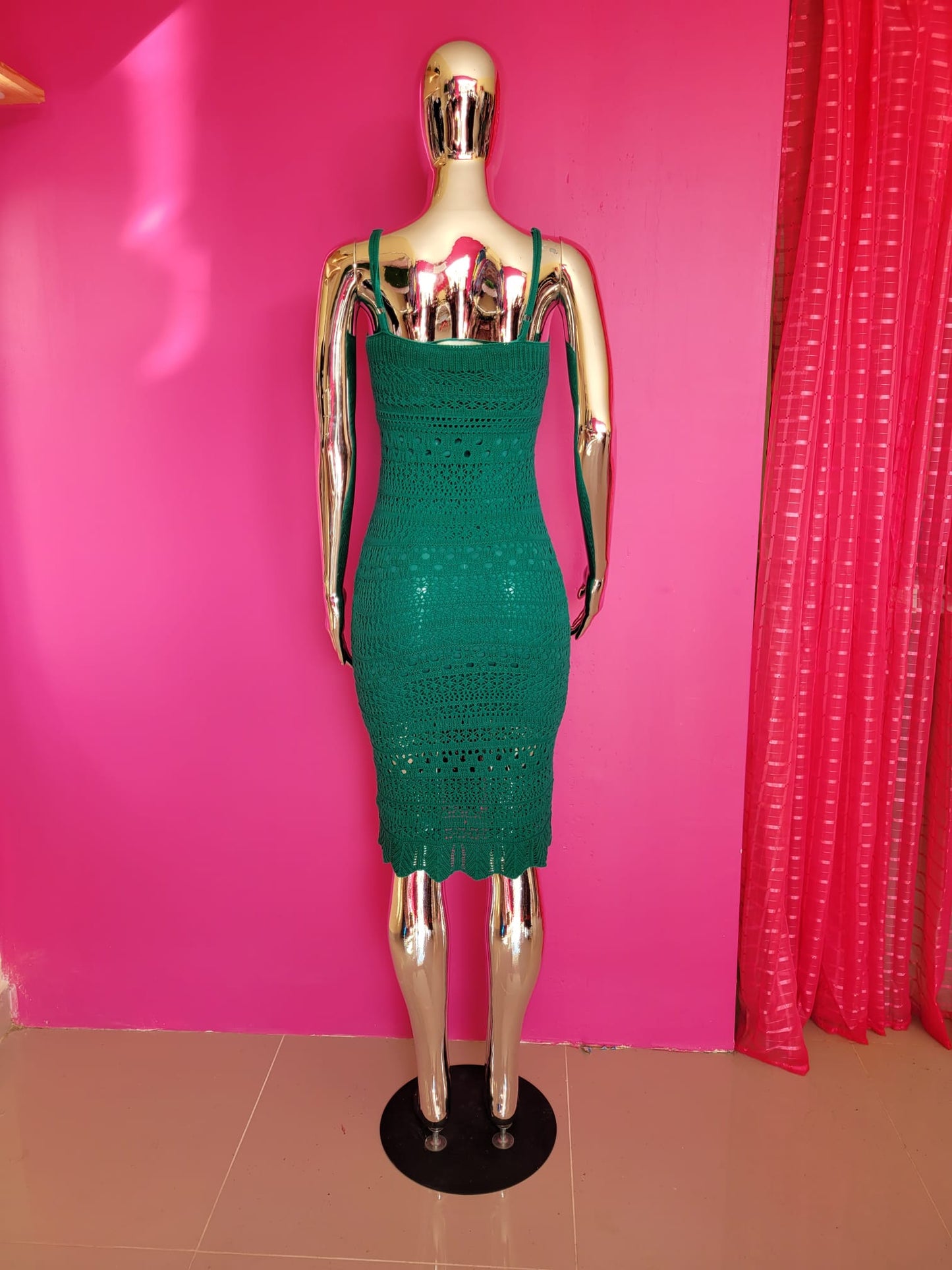 Crocheted Emerald Green Tank Dress