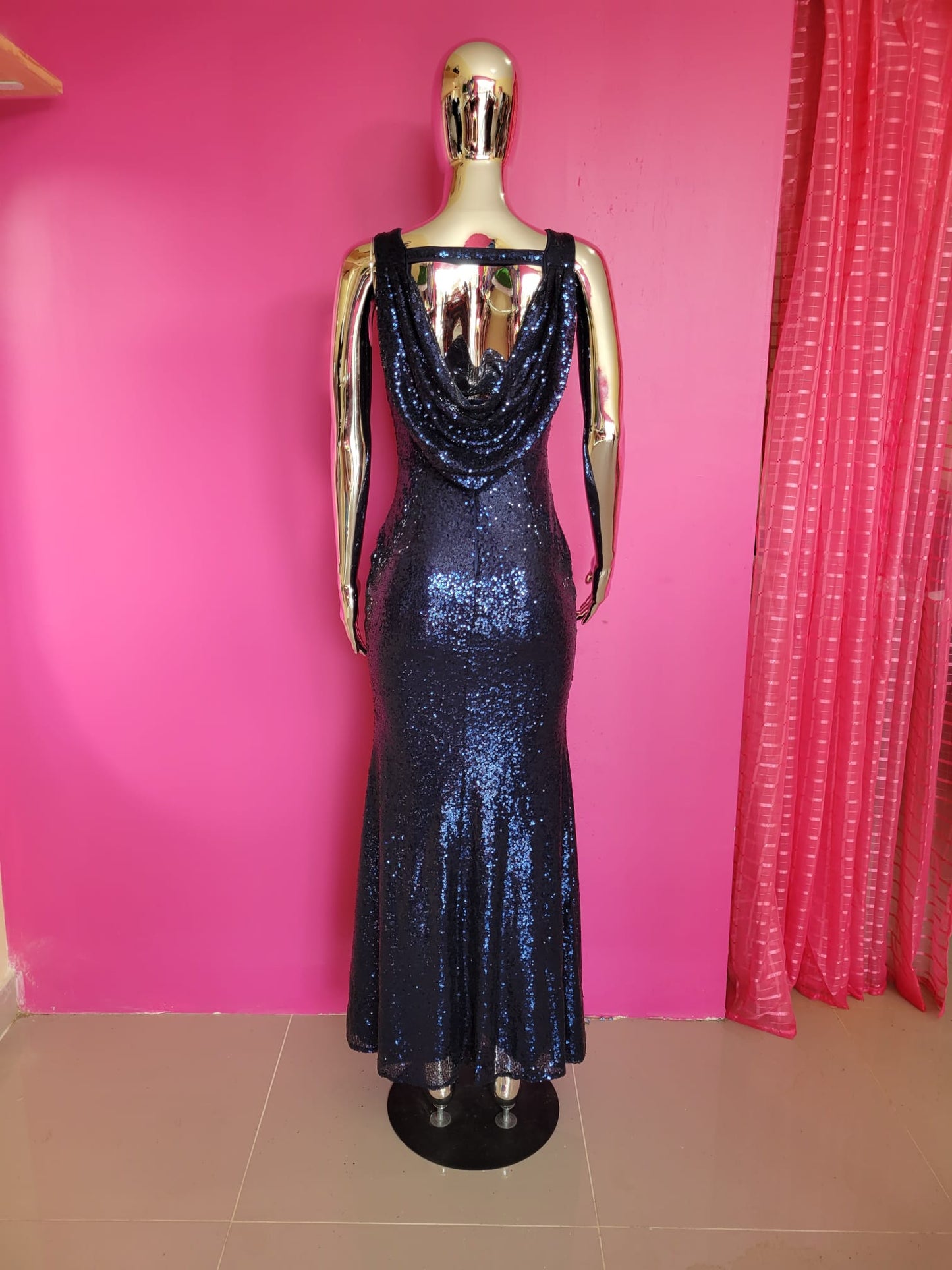 Midnight Blue Sequin Mermaid Gown