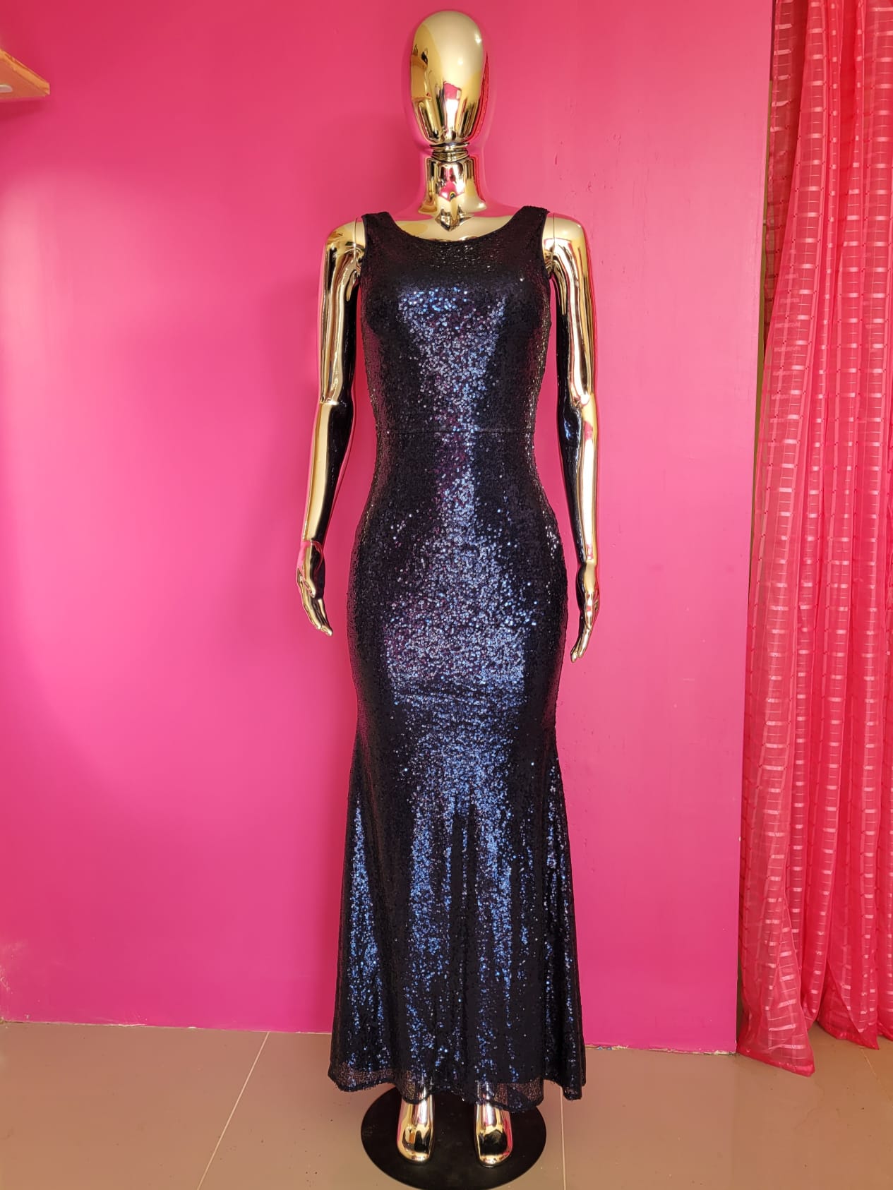 Midnight Blue Sequin Mermaid Gown