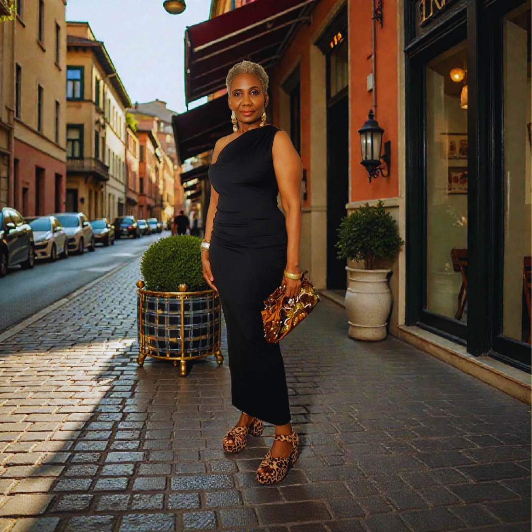 Olinda Knit Midi One shoulder Dress
