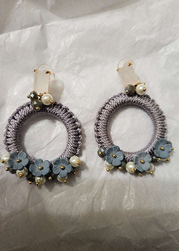 Alina Frosted Petal Hoop Earrings
