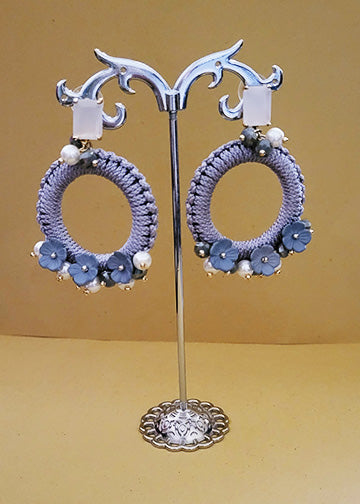 Alina Frosted Petal Hoop Earrings