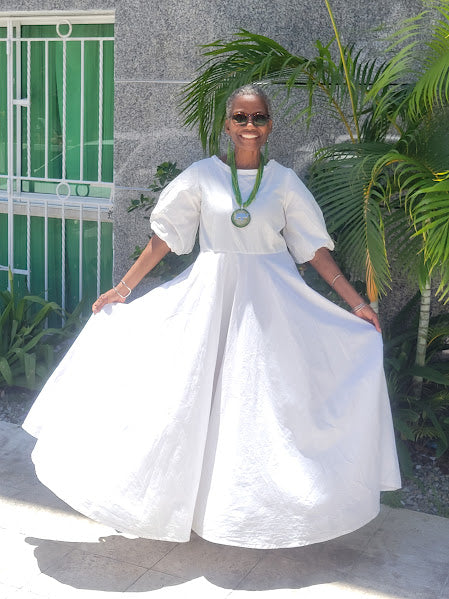 Desiree White Full skirt Dress