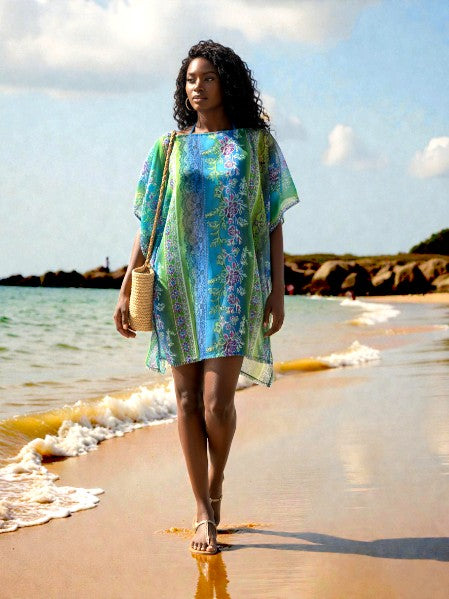 The Jeanne Multi-Blueish Floral  Tunic