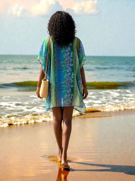 The Jeanne Multi-Blueish Floral  Tunic