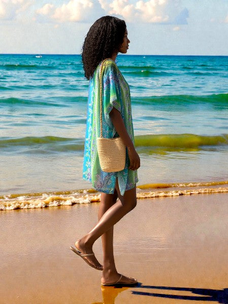 The Jeanne Multi-Blueish Floral  Tunic