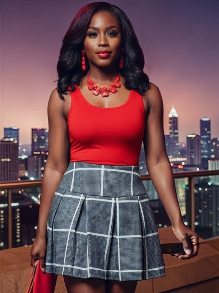Gina Structured Paid Mini Skirt