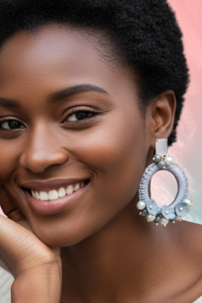 Alina Frosted Petal Hoop Earrings