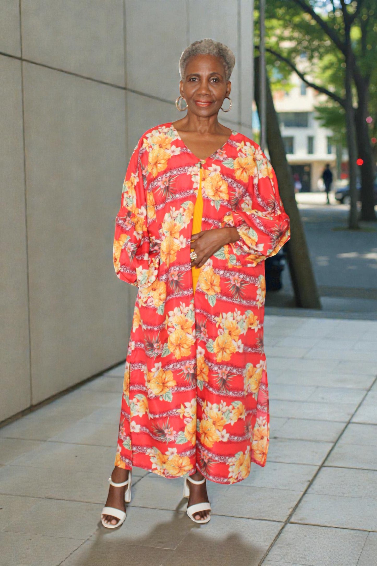Tabita   Floral  Puff Sleeves Duster