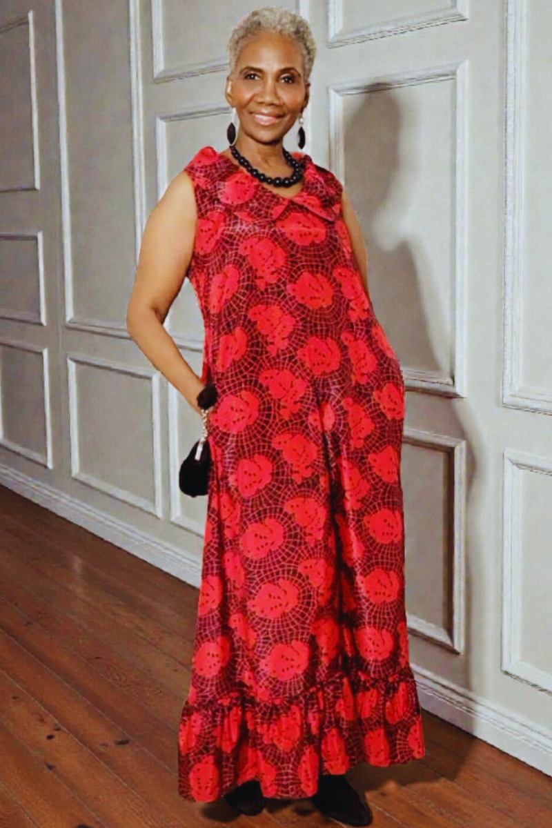 The Magdalena Red And Black Print Dress