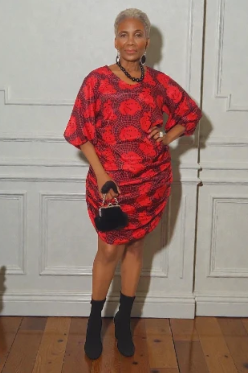 Magdaline Printed Side Rushing Dress