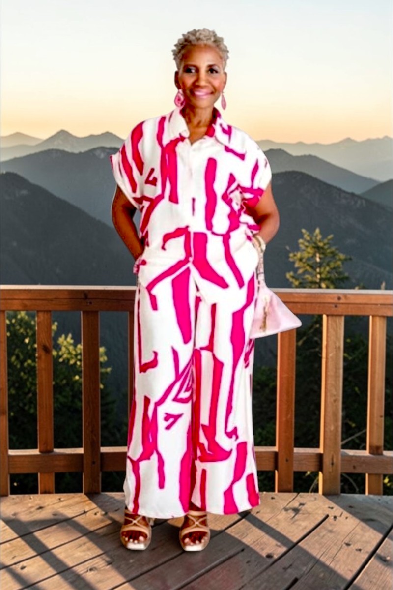 Giana Hot Pink & Beige Pants set