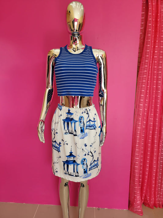 Stylish Blue Printed Skirt