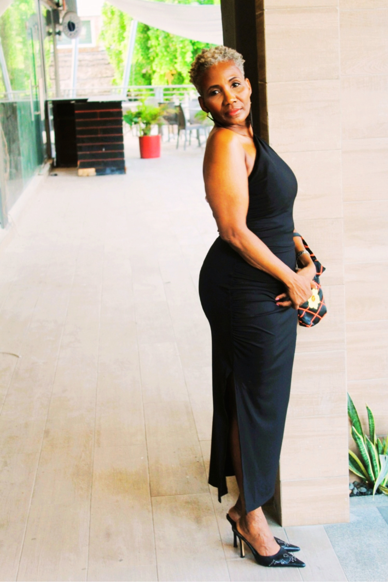 Olinda Knit Midi  One shoulder Dress