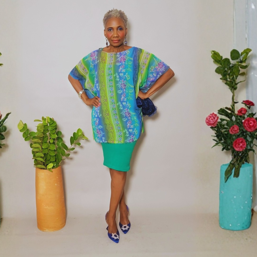 The Jeanne Multi-Blueish Floral  Tunic