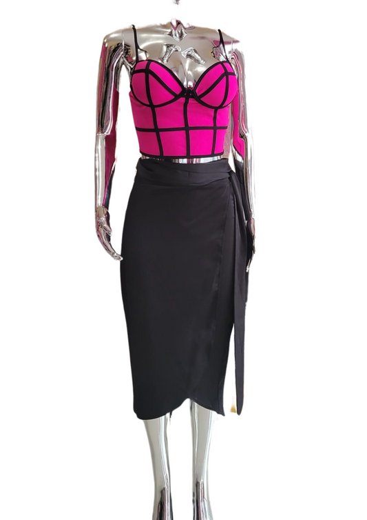 Women's Hot Pink Structured Bustier Top