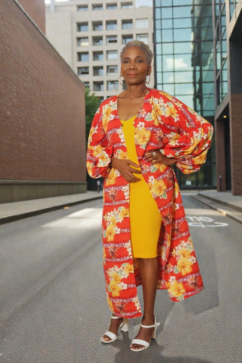 Tabita   Floral  Puff Sleeves Duster