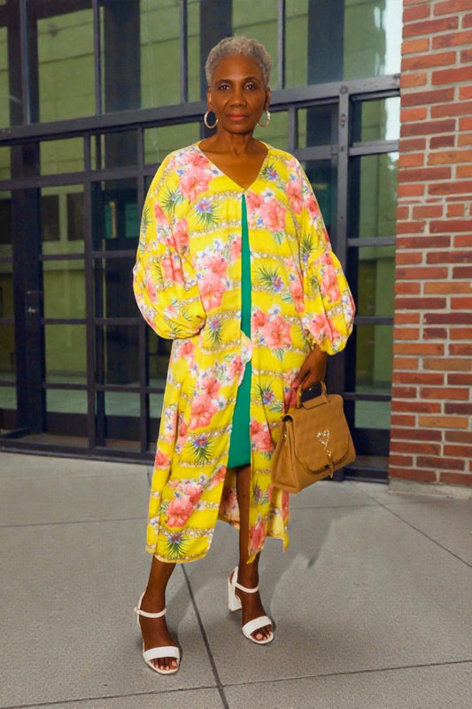Tabita  Floral  Puff Sleeves Duster