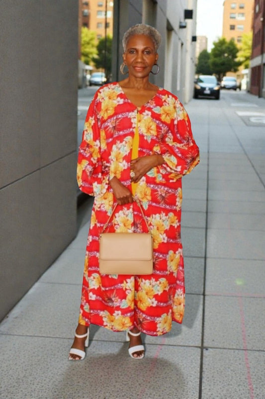 Tabita   Floral  Puff Sleeves Duster