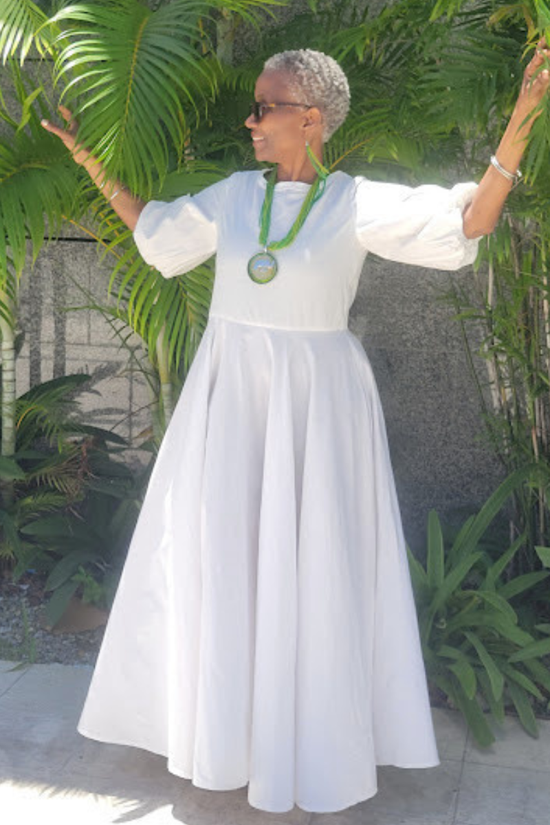 Desiree White Full skirt Dress