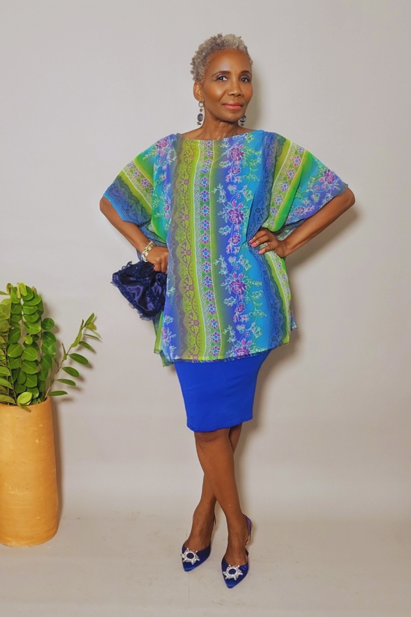 The Jeanne Multi-Blueish Floral  Tunic