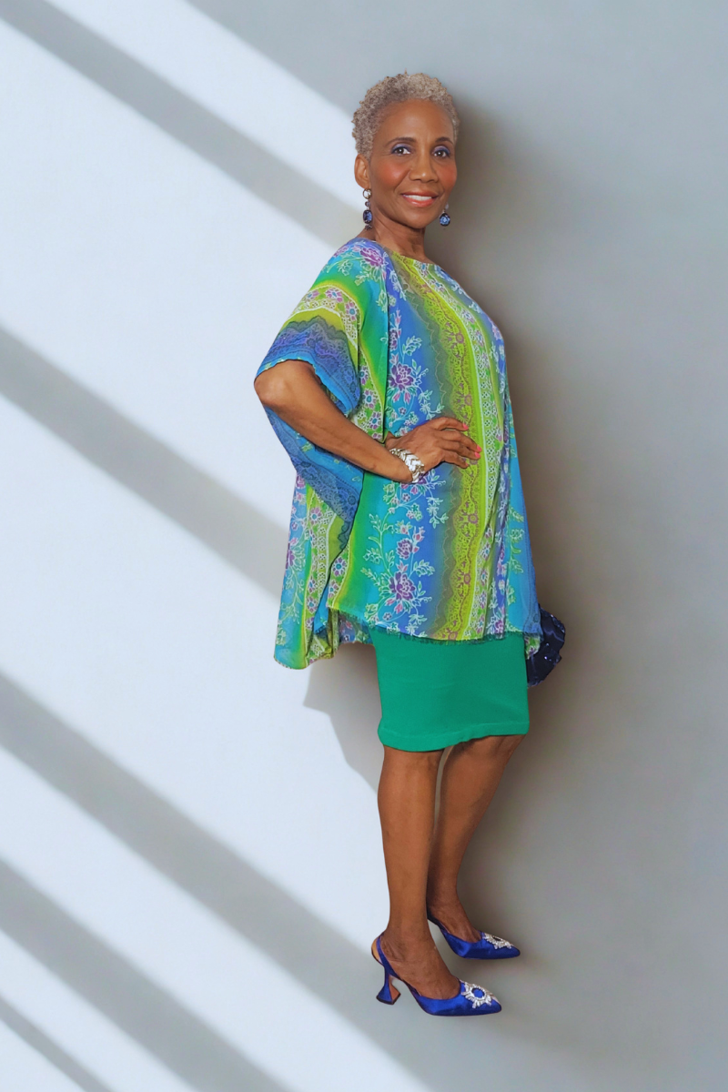 The Jeanne Multi-Blueish Floral  Tunic