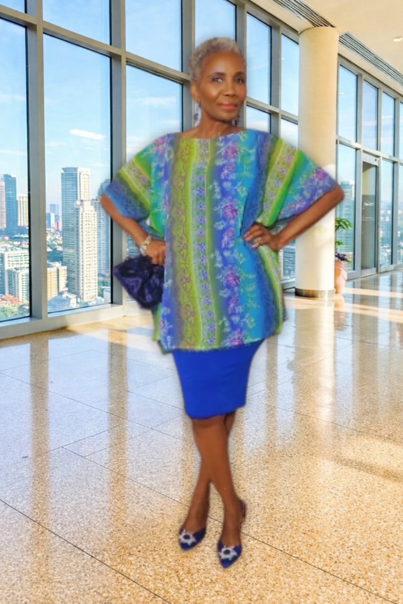 The Jeanne Multi-Blueish Floral  Tunic